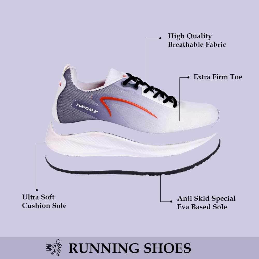 HYBRID-2 Sports Running Casual Shoes For Men -Grey, 10