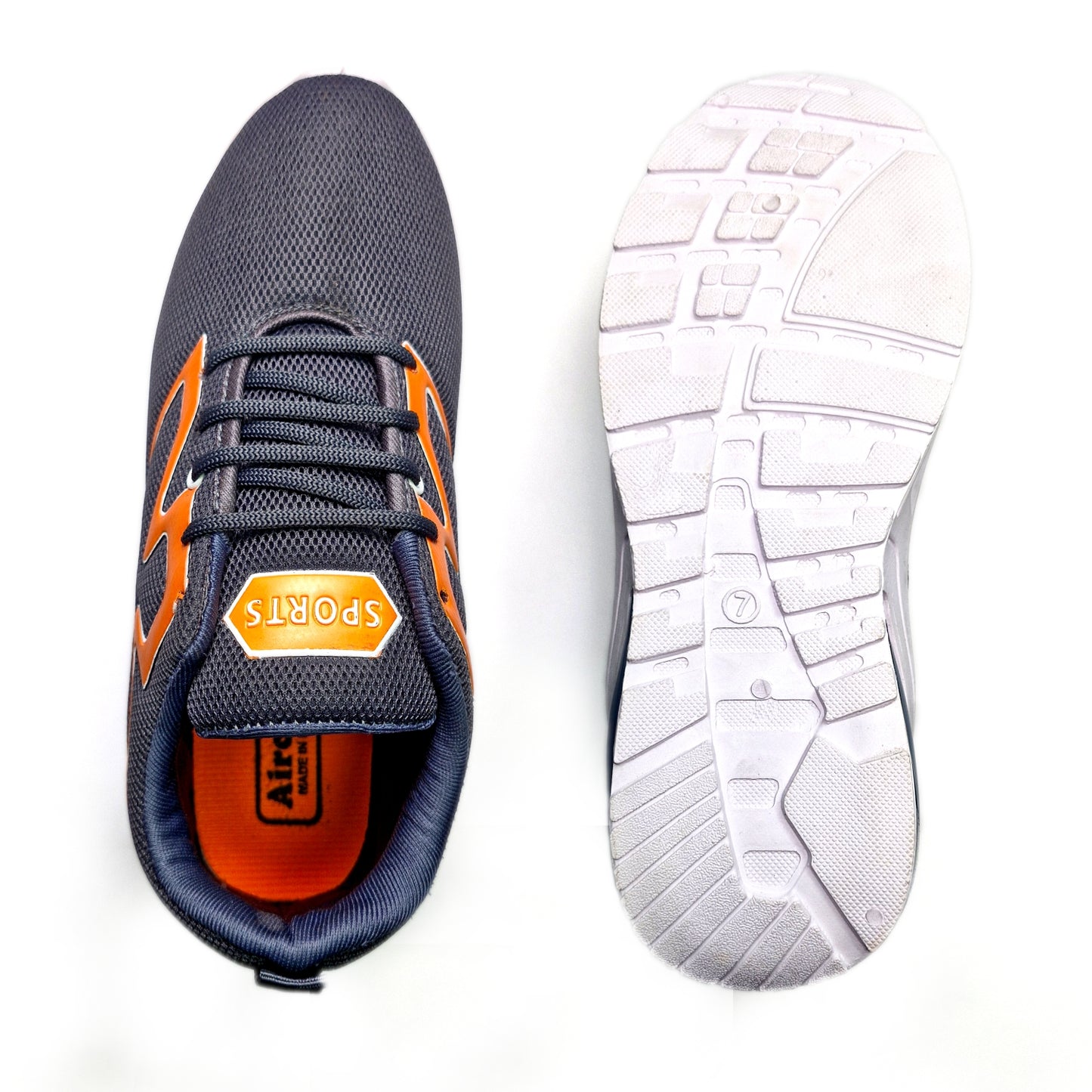 Kings-5 Men's Sports Running Walking Casual Stylish & Lightweight Shoes Casuals For Men (Grey, Orange , 7)