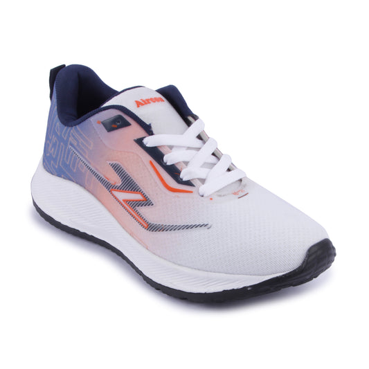 AIRCON Stylish Light Weight Eva Sports Shoe For Men Running Shoes Casuals For Men (Orange, Blue, White , 10)